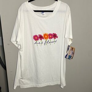 Just My Size Les fleurs White Tee with Colorful Floral Pattern